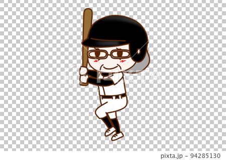 (Whole body oblique) An elderly woman holding a bat and enjoying baseball 94285130