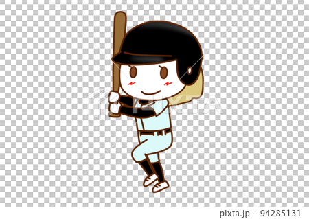 (全身斜め)バットを持って構え野球を楽しんでいる白人女性 (全身斜め)バットを持って構え野球を楽しんでいる白人女性 94285131