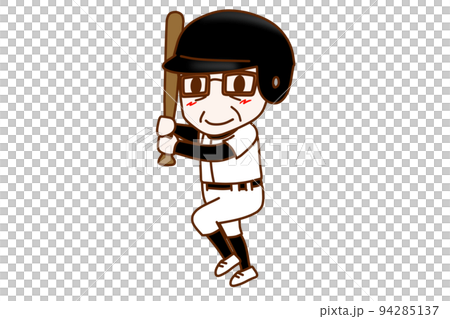 (Whole body oblique) Elderly man enjoying baseball with a bat (Whole body oblique) Elderly man enjoying baseball with a bat 94285137