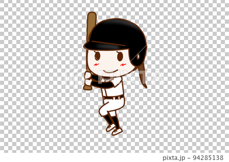 (Whole body oblique) A girl holding a bat and enjoying baseball (Whole body oblique) A girl holding a bat and enjoying baseball 94285138