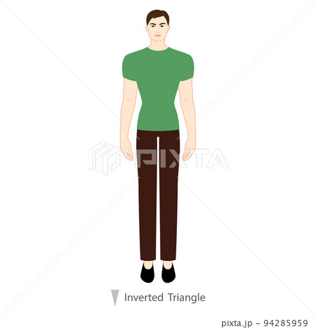 Woman Inverted Triangle Body Shape Character in Dress. Female