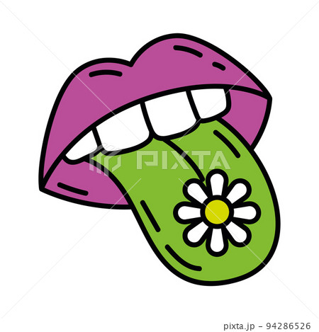 Isolated colored 60s groovy mouth emote graffiti Vector 94286526