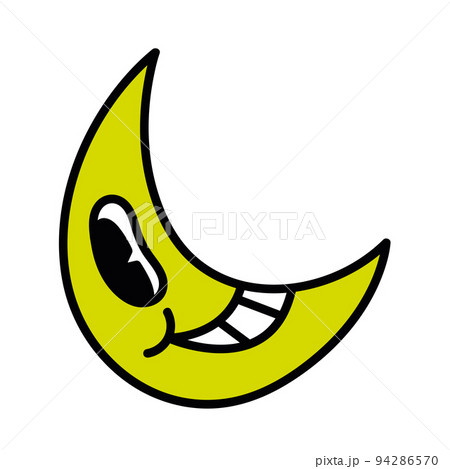 Isolated cute happy moon groovy emote icon Vector Isolated cute happy moon groovy emote icon Vector 94286570