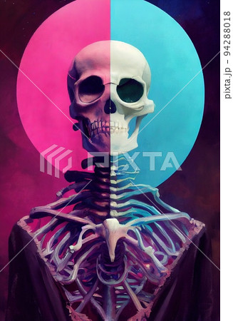 Portrait of a skeleton zombie in costume. Halloween concept. 94288018