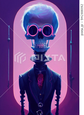 Portrait of a skeleton zombie in costume. Halloween concept. Portrait of a skeleton zombie in costume. Halloween concept. 94288092
