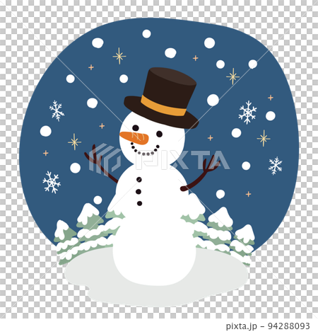 雪だるま　ハット　雪　結晶　もみの木　夜 94288093