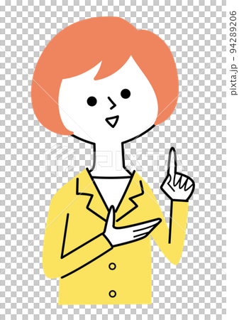 A woman in a suit explaining a point 94289206
