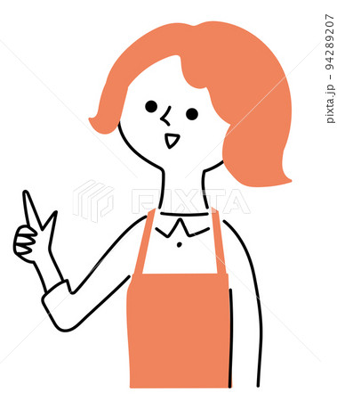説明するシンプルなエプロンの女性 94289207