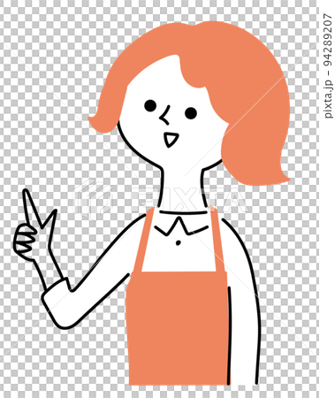 説明するシンプルなエプロンの女性 94289207