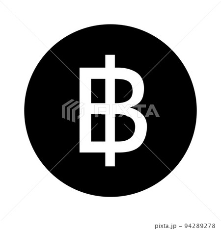 タイバーツコインシルエットアイコン。タイ通貨。ベクター。 94289278