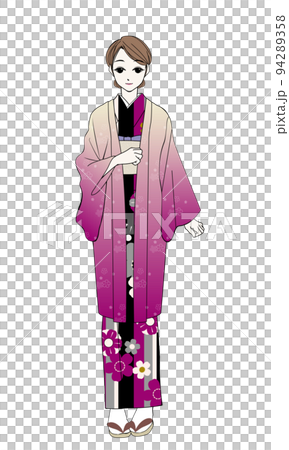A woman in Japanese clothes wearing a haori 94289358