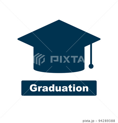 卒業の帽子と卒業の英字ロゴ(Graduation)。 卒業の帽子と卒業の英字ロゴ(Graduation)。 94289388