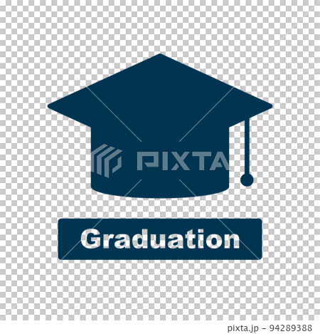 卒業の帽子と卒業の英字ロゴ(Graduation)。 卒業の帽子と卒業の英字ロゴ(Graduation)。 94289388