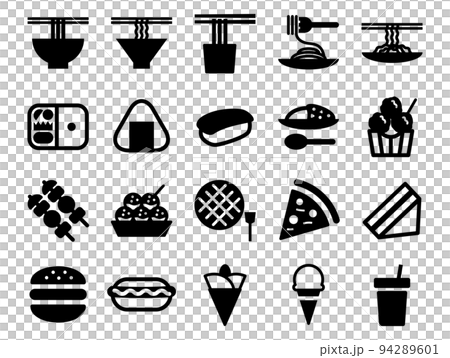 美食廣場烹飪圖標集_黑色固體 94289601
