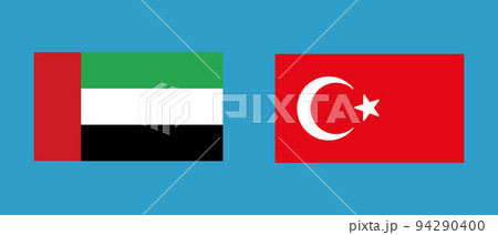 アラブ首長国連邦国旗とトルコ国旗のアイコンセット。ベクター。