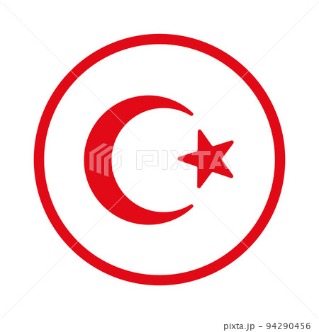 丸いトルコ国旗 透過背景