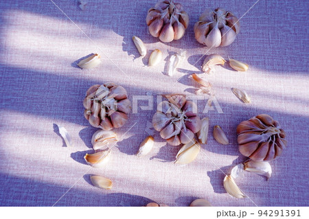 garlic on the light brown background 94291391