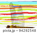 トンボの翅と秋の風景模様 94292548