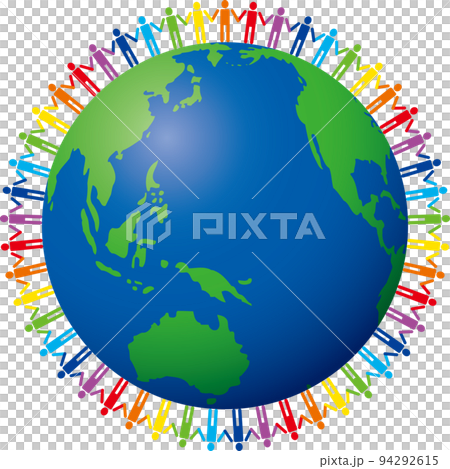 People around the world holding hands on the earth Colorful global image 94292615