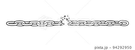 Broken chain with shatters as symbol of strength and freedom. Sketch of metal chains. Vector illustration Broken chain with shatters as symbol of strength and freedom. Sketch of metal chains. Vector illustration 94292950