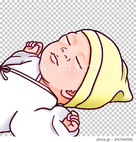 新生兒新生兒-安靜睡覺的可愛寶寶插畫素材 94294086