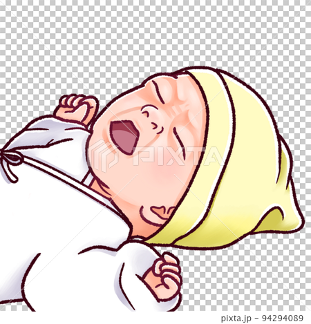 Illustration of a cute newborn baby crying with wrinkled face Illustration of a cute newborn baby crying with wrinkled face 94294089
