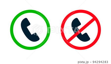 電話使用許可と電話使用禁止アイコンセット。電話使用規制。ベクター。 電話使用許可と電話使用禁止アイコンセット。電話使用規制。ベクター。 94294283
