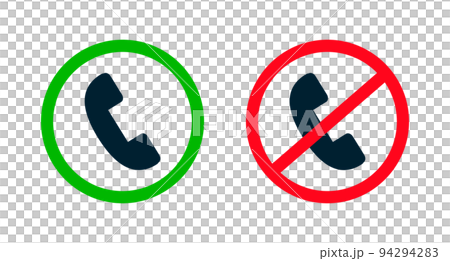 電話使用許可と電話使用禁止アイコンセット。電話使用規制。ベクター。 電話使用許可と電話使用禁止アイコンセット。電話使用規制。ベクター。 94294283