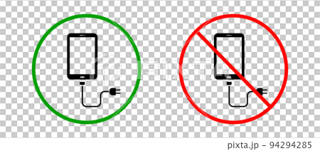 Charging allowed and charging prohibited icon set. charging limit. vector. 94294285