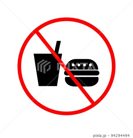ファストフード禁止。ジャンクフード禁止。ベクター。 ファストフード禁止。ジャンクフード禁止。ベクター。 94294494