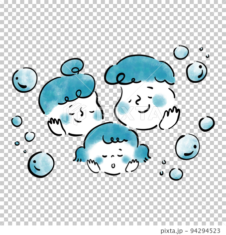 シャボン玉と家族のイラスト素材 94294523