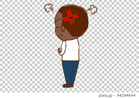 (Whole body obliquely behind) An angry African man looking back and folding his arms (Whole body obliquely behind) An angry African man looking back and folding his arms 94294644