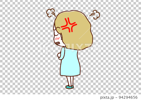 （全身斜め後ろ）後ろを向いて腕を組み、プンプン怒っている白人女性 94294656