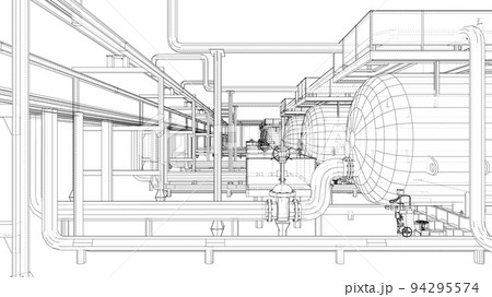 Sketch of industrial equipment. Vector 94295574