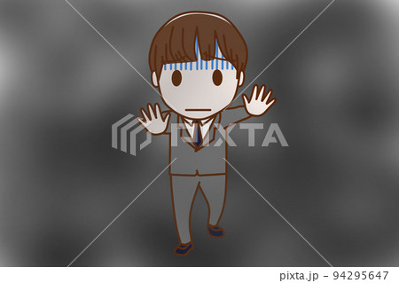 （全身正面）五里霧中のなか不安な男子学生 94295647