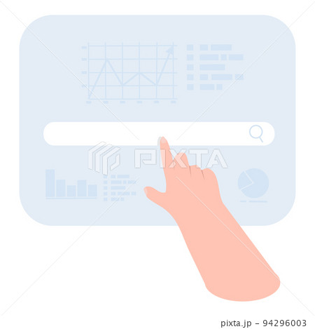 Concept of hand with digital virtual screen flat 94296003