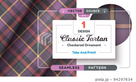 Tartan seamless pattern, merry christmas texture, checkered scottish fabric 94297634