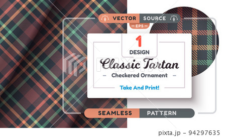 Tartan seamless pattern, merry christmas texture, checkered scottish fabric 94297635