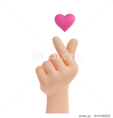 3d render korean finger heart symbol I Love You 3d render korean finger heart symbol I Love You 94298869