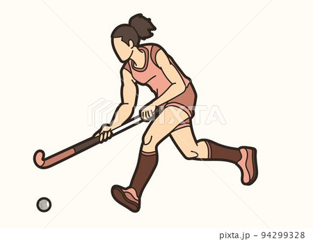 Field Hockey Sport Female Player Action Cartoon Graphic Vector Field Hockey Sport Female Player Action Cartoon Graphic Vector 94299328