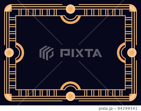 Art deco frame. Vintage linear border. Design a template for invitations, leaflets and greeting cards. Geometric golden frame. The style of the 1920s - 1930s. Vector illustration 94299341