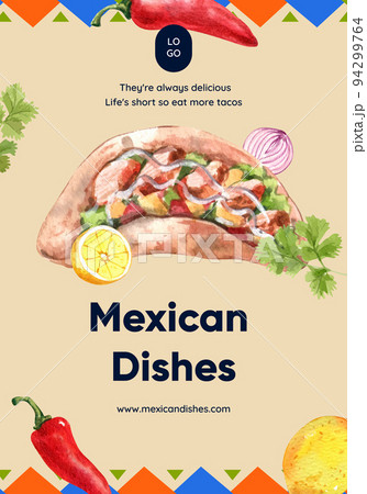 Poster template with taco day concept,watercolor style Poster template with taco day concept,watercolor style 94299764