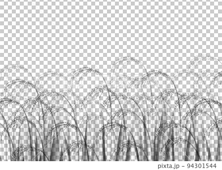 稻田水墨畫（秋季圖背景素材） 94301544