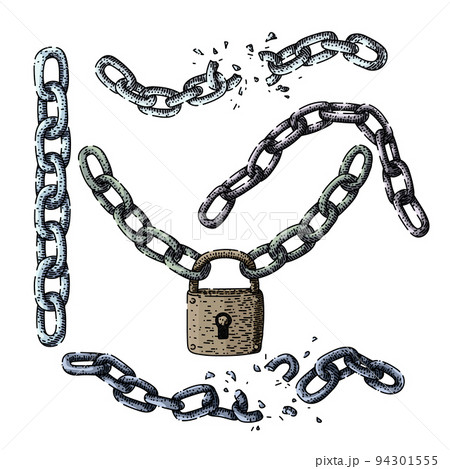 chain iron set sketch hand drawn vector 94301555