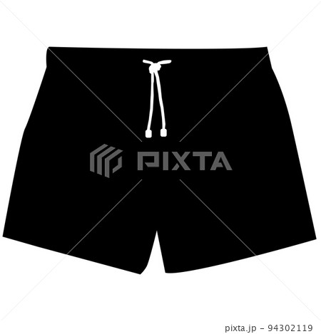 black swim short icon on white background. beachwear sign. black swimming trunks symbol. 94302119