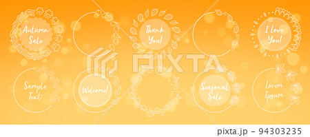 Autumn Frames Set with Letterings on Orange 94303235