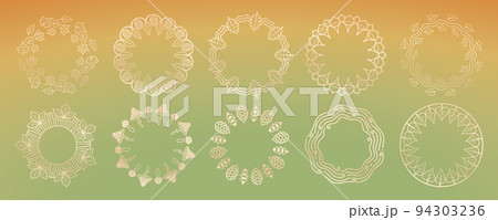 Round Floral Frames Autumn Golden Set 94303236