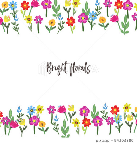 Vector floral frame. Bright flowers arrange in border 94303380