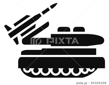 Army vehicle black icon. Missile launcher transport 94304208