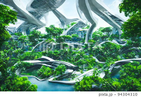 Future eco City. Abstract, fantasy, 3D illustration 94304310